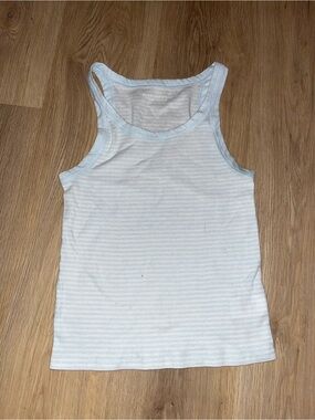 American Eagle Outfitters Light Blue and White Striped Tank Top